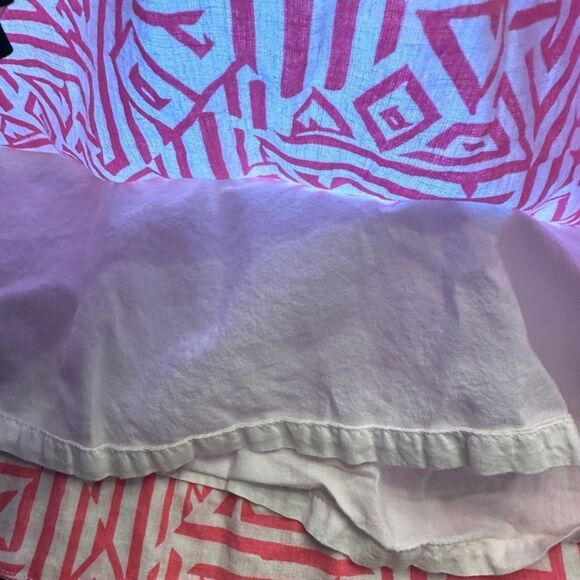 J Crew Pink White Linen Drawstring Skirt Size 0 lined - Picture 6 of 12